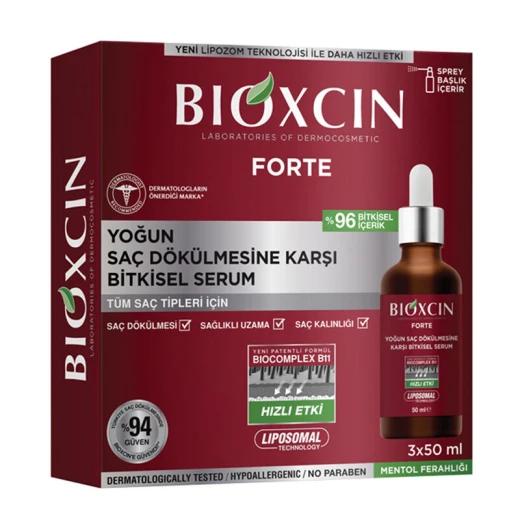 Bioxcin Forte Anti Hair Loss Serum 3 x 50ml, Biotin & Keratin for Thicker Hair