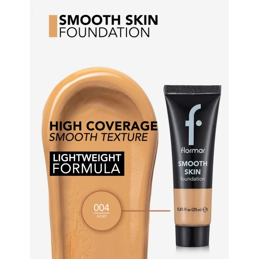 Flormar Smooth Skin Foundation Beige Sand 004, Long Lasting Coverage, 25 ML Flormar Smooth Skin Foundation Beige Sand 004, Long Lasting Coverage, 25 ML