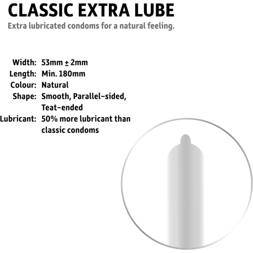 Carex Classic Extra Lube Condoms 12 Piece Pack, Smooth, Lubricated, Natural Latex - CAREX - Image 3
