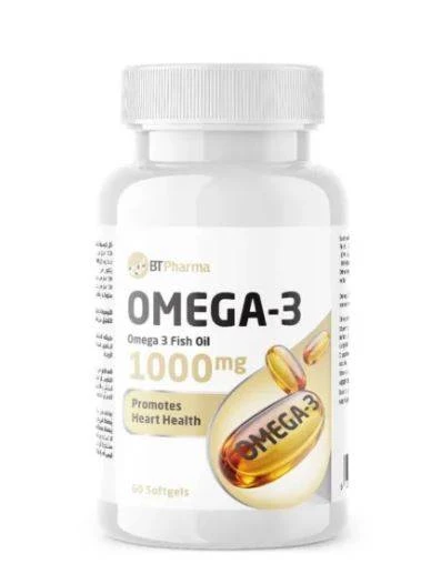 BT Pharma Omega 3 Fish Oil 60 Capsules, Supports Heart Health and Brain Function - BT PHARMA