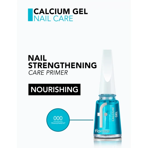 Flormar Calcium Gel Nail Strengthener Primer 11 ML, Strengthens Brittle Nails, Glossy Finish - Flormar - Image 2