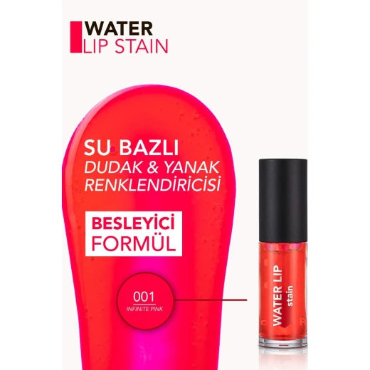 Flormar Water Lip Stain 001 Infinite Pink Long-Lasting Lip Color 6.4 ML - Flormar - Image 2