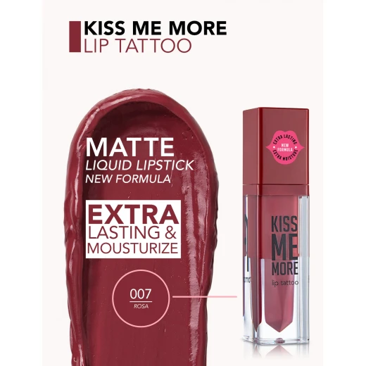 Flormar Kiss Me More Lip Tattoo 007 Rosa Long Lasting Matte Liquid Lipstick 3.8ml - Flormar - Image 3