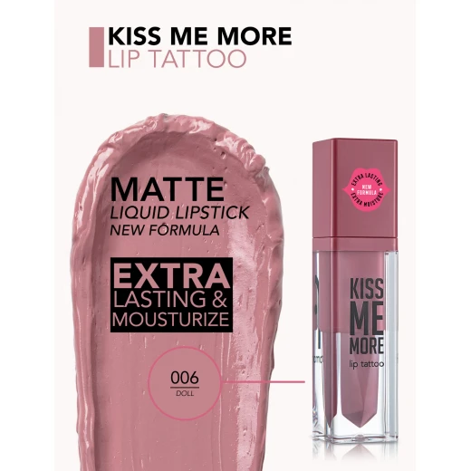 Flormar Kiss Me More Lip Tattoo 006 Doll Long Lasting Matte Liquid Lipstick 3.8 ml - Flormar - Image 2