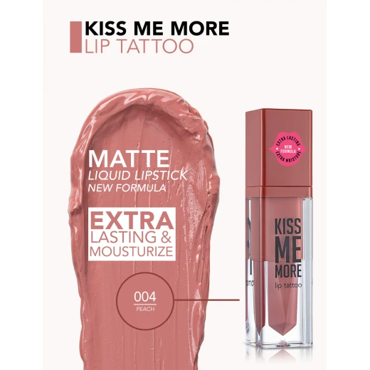 Flormar Kiss Me More Lip Tattoo Long Lasting Matte Liquid Lipstick 004 Peach 3.8 ml - Flormar - Image 2