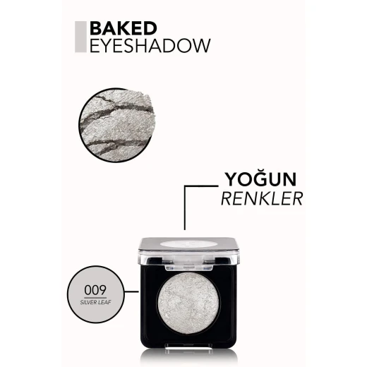 Flormar Baked Eyeshadow 009 Silverleaf, Velvety Texture, Long-Lasting, 3 G - Flormar - Image 2