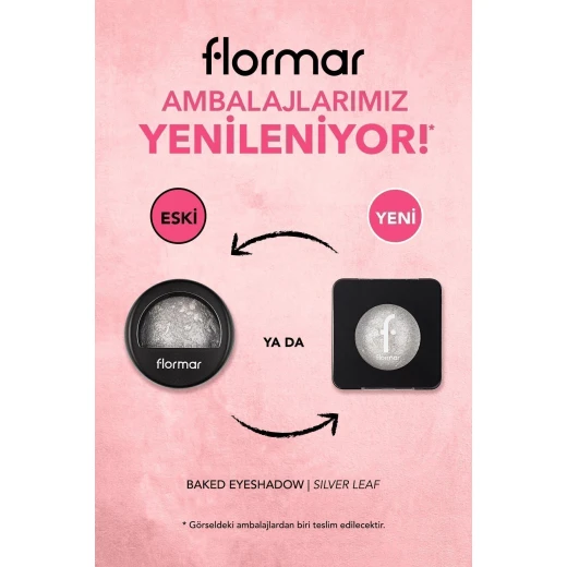 Flormar Baked Eyeshadow 009 Silverleaf, Velvety Texture, Long-Lasting, 3 G - Flormar - Image 4