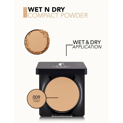 Flormar Wet & Dry Compact Powder Honey 009 Matte Finish Long Lasting 10g For All Skin Types Provides Natural Coverage and Smooth Appearance - Flormar - Image 2