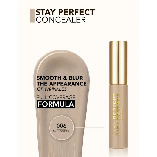 Flormar Stay Perfect Concealer Medium Beige 12.5g, Longwear Full Coverage, Smooths Fine Lines - Flormar - Image 2