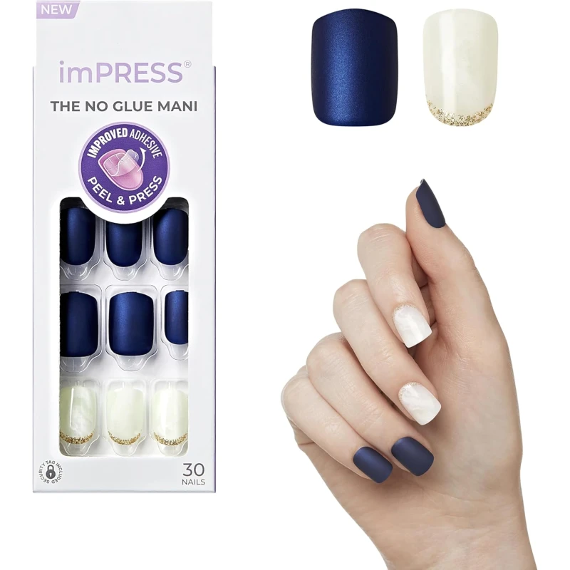 KISS Impress Press On Nails Chasing Stars Design Instant Manicure Glue Free Comfortable Wear - Kiss
