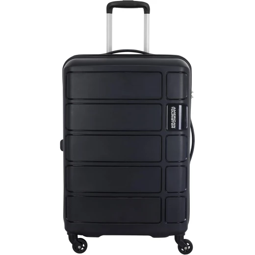 American Tourister Tracker Hardside Medium 68 cm Spinner Luggage Black Durable Polypropylene Scratch Resistant American Tourister Tracker Hardside Medium 68 cm Spinner Luggage Black Durable Polypropylene Scratch Resistant