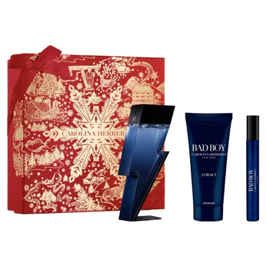 Carolina Herrera Bad Boy Cobalt Eau de Parfum 3 Piece Gift Set for Men Woody Aromatic Fragrance 3.4 oz Carolina Herrera Bad Boy Cobalt Eau de Parfum 3 Piece Gift Set for Men Woody Aromatic Fragrance 3.4 oz