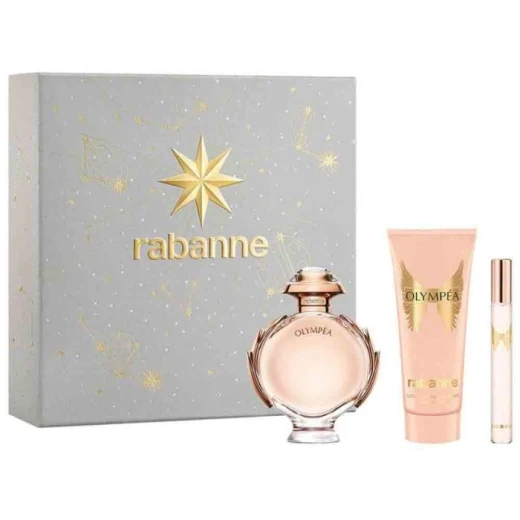 باكو رابان أوليمبيا 80 مل ماء عطر مجموعة هدايا إصدار 2025 للسيدات مع لوشن للجسم وبخاخ للسفر باكو رابان أوليمبيا 80 مل ماء عطر مجموعة هدايا إصدار 2025 للسيدات مع لوشن للجسم وبخاخ للسفر