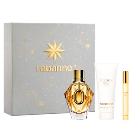 Paco Rabanne Million Gold For Her Eau de Parfum Gift Set 90ml with Body Lotion and Travel Spray Paco Rabanne Million Gold For Her Eau de Parfum Gift Set 90ml with Body Lotion and Travel Spray