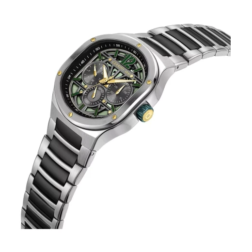 Cerruti 1881 Trento Men's Watch CIWGK0072303 Green Dial Stainless Steel Silver Brass Strap 41mm Water Resistant 50m Quartz Movement - Cerruti 1881 - Image 6