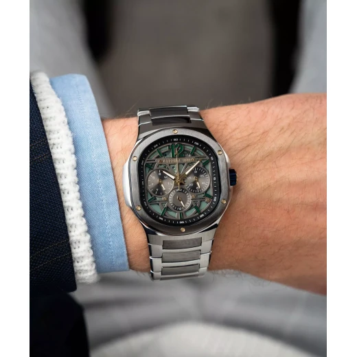 Cerruti 1881 Trento Men's Watch CIWGK0072303 Green Dial Stainless Steel Silver Brass Strap 41mm Water Resistant 50m Quartz Movement - Cerruti 1881 - Image 10
