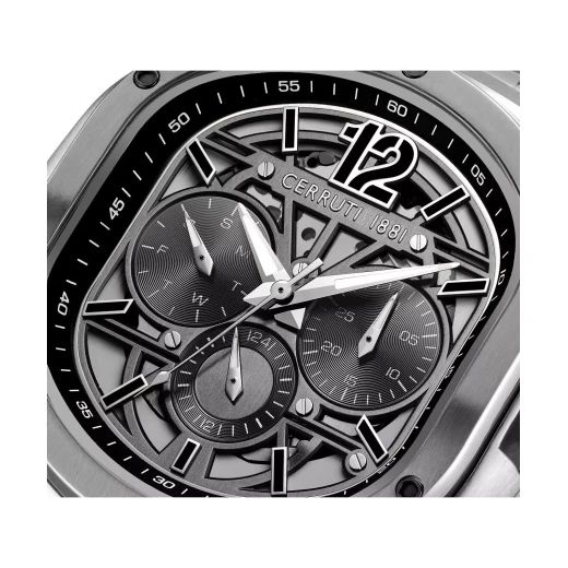 Cerruti 1881 Men's Multifunction Watch Stainless Steel Bracelet Black Dial 40mm - Cerruti 1881 - Image 5