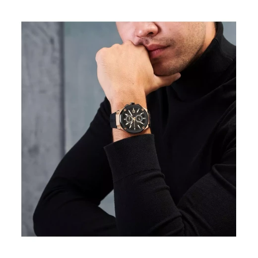 Cerruti 1881 Razzuolo Men's Watch Rose Gold Stainless Steel Black Silicone 46mm Water Resistant 50m Quartz Movement - Cerruti 1881 - Image 7
