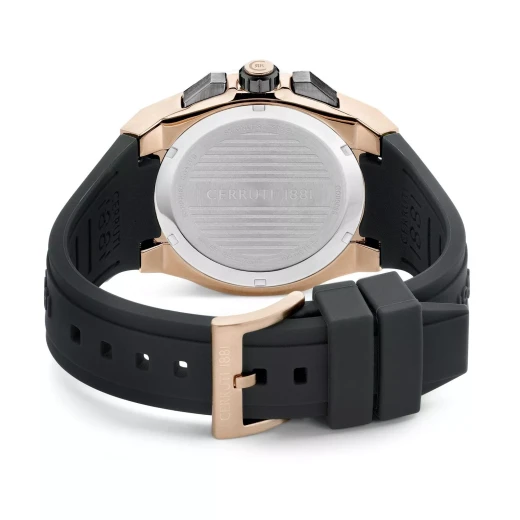 Cerruti 1881 Razzuolo Men's Watch Rose Gold Stainless Steel Black Silicone 46mm Water Resistant 50m Quartz Movement - Cerruti 1881 - Image 6