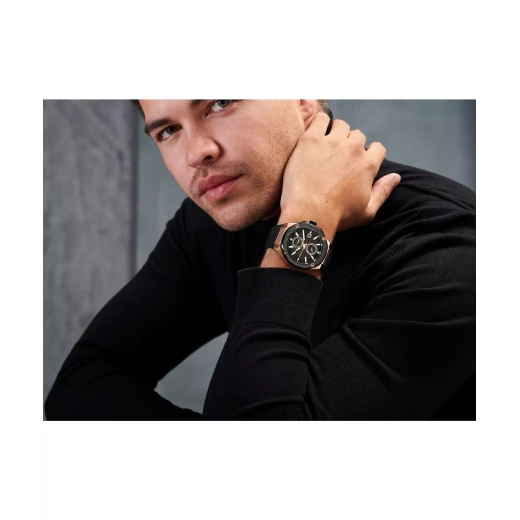 Cerruti 1881 Razzuolo Men's Watch Rose Gold Stainless Steel Black Silicone 46mm Water Resistant 50m Quartz Movement - Cerruti 1881 - Image 3
