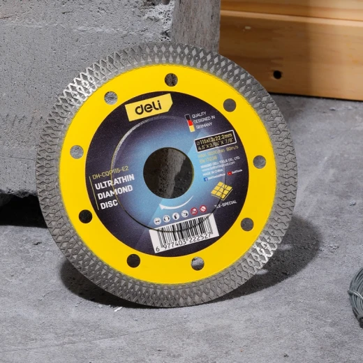 Deli 115mm Mesh Rim Ultrathin Diamond Cutting Disc, 4.5 Inch Blade, 1.4mm Thickness - Deli - Image 2
