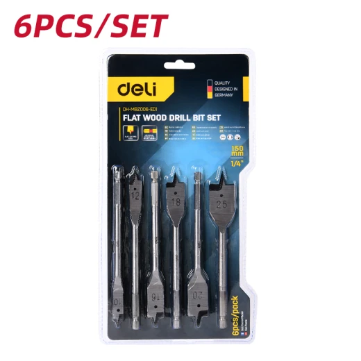 DELI Woodworking Forstner Drill Bit Set 6 Piece, High Carbon Steel, Precise Cutting, Sizes 10mm to 25mm, Ideal for Wood, Plastic, and Soft Metals - Deli - Image 6