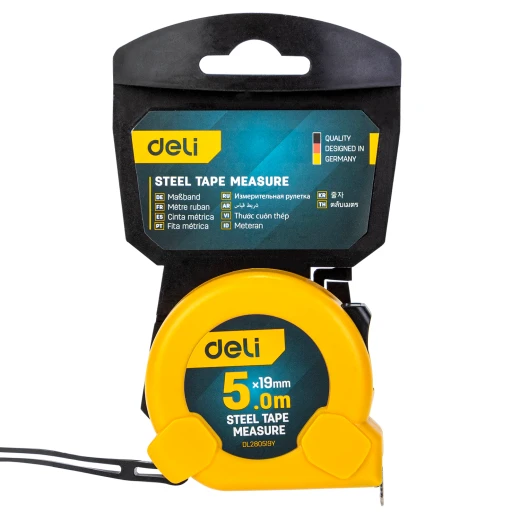 DELI Tape Measure 5M x 19mm EDL280519Y, ABS Casing, Rubber Grip - Deli - Image 3