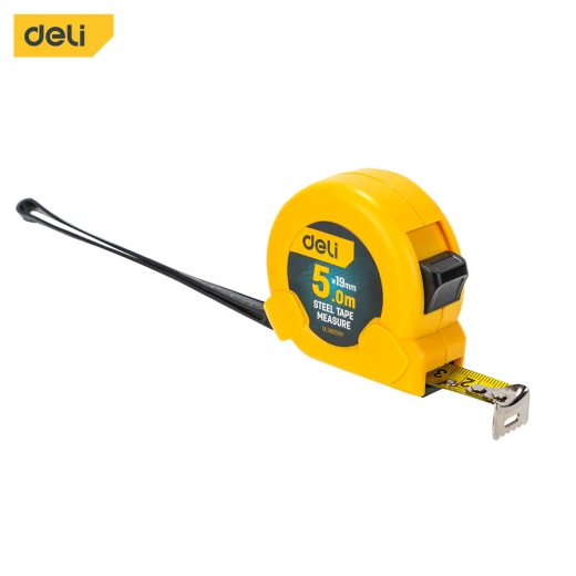 DELI Tape Measure 5M x 19mm EDL280519Y, ABS Casing, Rubber Grip DELI Tape Measure 5M x 19mm EDL280519Y, ABS Casing, Rubber Grip