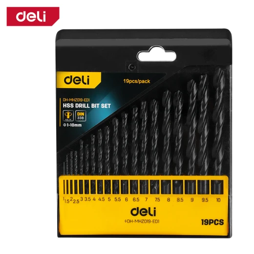 Deli Tools DH-MHZ019-ED1 HSS Drill Bit Set 19 Pieces for Metal, Wood, Plastic - Deli - Image 2