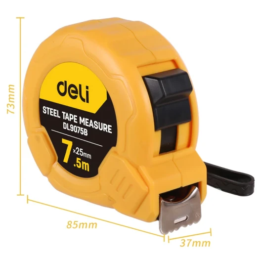 Deli Tools 7.5m Tape Measure, 25mm Wide Blade, Durable ABS Shell, EDL9075B - Deli - Image 2