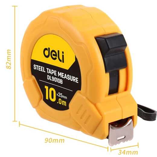 Deli Tools Tape Measure 10m x 25mm, Durable ABS Shell, Steel Blade - Deli - Image 4