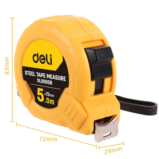 Deli Tools 5m Tape Measure 19mm Wide Blade, Durable ABS Shell, EDL9005B - Deli - Image 2