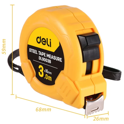 شريط قياس ديلي تولز الاحترافي بطول 3 متر × 16 ملم، شفرة فولاذية متينة مع علامات واضحة، غلاف ABS مقاوم للصدمات، تصميم مريح لقياسات دقيقة - ديلي - Image 2