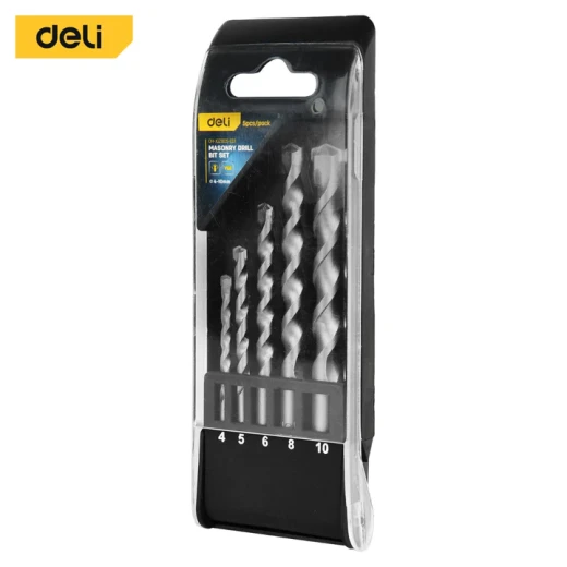 Deli Masonry Drill Bit Set 5 Pcs, High-Quality Concrete, Stone, and Brick Drilling Kit with Sizes Ranging from 4mm to 10mm, Ideal for Home Improvement and Professional Projects Deli Masonry Drill Bit Set 5 Pcs, High-Quality Concrete, Stone, and Brick Drilling Kit with Sizes Ranging from 4mm to 10mm, Ideal for Home Improvement and Professional Projects