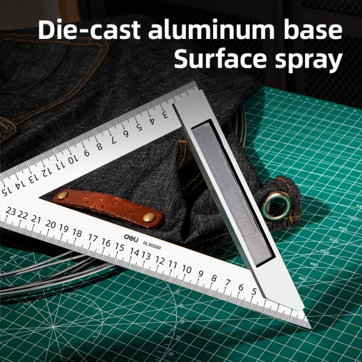 Deli Angle Square 200mm Stainless Steel Ruler for Precise Measurements - Deli - Image 3