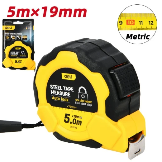 Deli Standard Measuring Tape EDL3796Y Professional Grade 5 Meter Length Durable ABS Casing with Clear Markings for Accurate Measurements Ideal for DIY and Construction Projects - Deli - Image 2