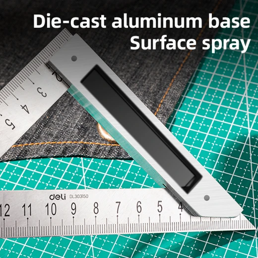 Deli Angle Square 15cm Stainless Steel Blade Aluminum Base Metric Scale - Deli - Image 3