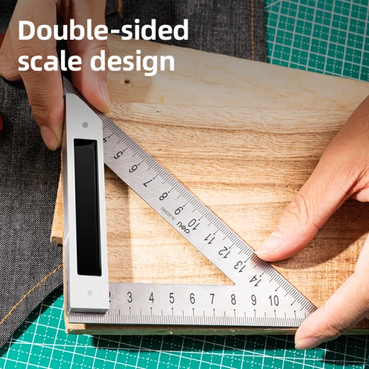 Deli Angle Square 15cm Stainless Steel Blade Aluminum Base Metric Scale - Deli - Image 5