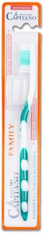 Pasta Del Capitano Family Medium Toothbrush, Plaque Removal, Gentle on Gums, 1 Count - Pasta del Capitano