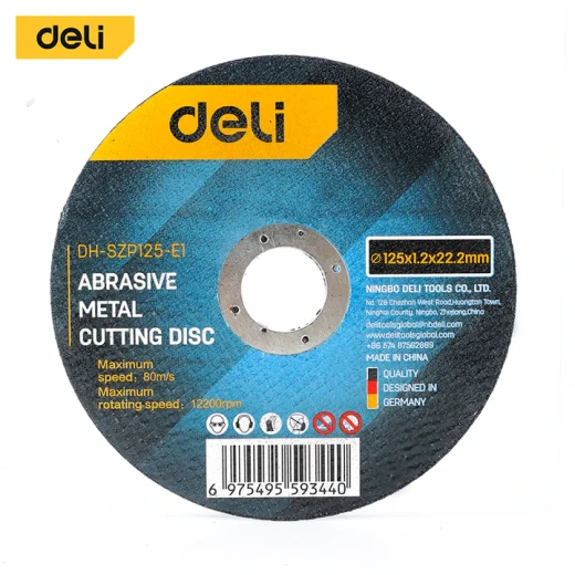 Deli 125mm Metal Cutting Disc, 1.2mm Thick, Carborundum Abrasive, Double Fiber Mesh Deli 125mm Metal Cutting Disc, 1.2mm Thick, Carborundum Abrasive, Double Fiber Mesh