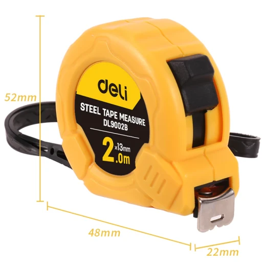 Deli Tools 2m x 13mm Tape Measure, Durable ABS Shell, White Blade - Deli - Image 4