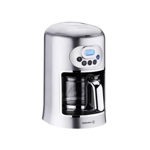 Korkmaz Drippa LCD Filter Coffee Machine Black 1.25 Liters 10 Cups Capacity 900 Watt Permanent Filter with Handle Automatic Shutdown Time Adjustment Feature - Korkmaz - Image 3