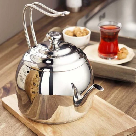 Korkmaz Droppa Tea Pot 2 L Stainless Steel with Solar Base for All Hobs - Korkmaz - Image 2
