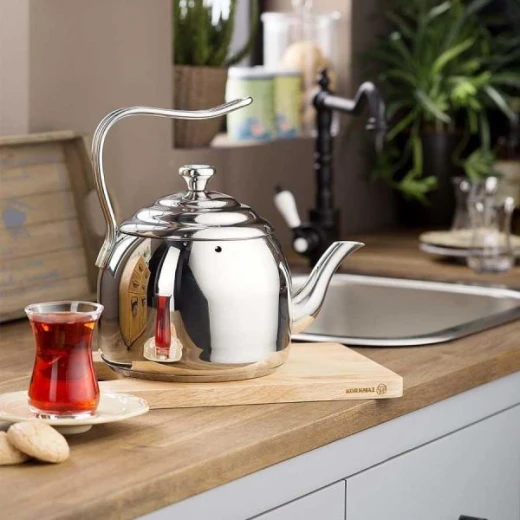 Korkmaz Droppa Tea Pot 2 L Stainless Steel with Solar Base for All Hobs - Korkmaz - Image 3