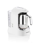 Korkmaz Kahvekolik Aqua Filter Coffee Machine 1.2 Liter Vanilla Chrome, Automatic Drip Coffee Maker with Drip Stop Function, Elegant Design Home and Office Coffee Machine, Easy Use High Quality Coffee Brewer - Korkmaz