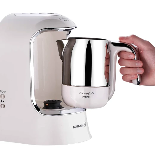 Korkmaz Kahvekolik Aqua Filter Coffee Machine 1.2 Liter Vanilla Chrome, Automatic Drip Coffee Maker with Drip Stop Function, Elegant Design Home and Office Coffee Machine, Easy Use High Quality Coffee Brewer - Korkmaz - Image 5