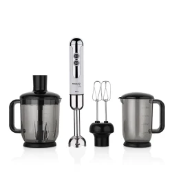 Korkmaz Mia Vanilla Chrome Mega Blender Set 850 Watt with 1500ml Chopping Bowl and 1000ml Measuring Cup