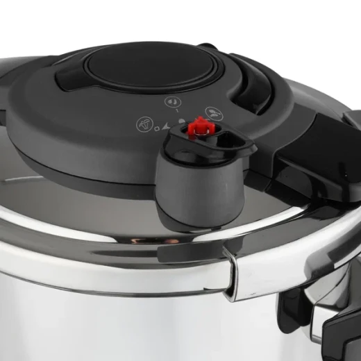Korkmaz Stainless Steel Pressure Cooker 10 Liters Silver Black for Home Kitchen Use - Image 2