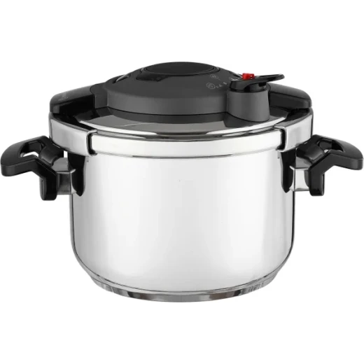 Korkmaz Stainless Steel Pressure Cooker 10 Liters Silver Black for Home Kitchen Use - Image 3