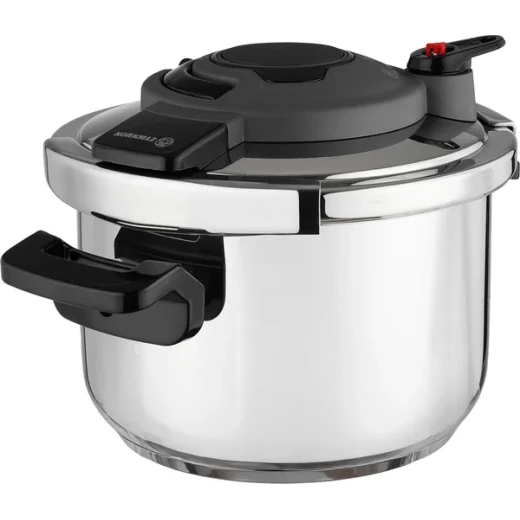 Korkmaz Stainless Steel Pressure Cooker 10 Liters Silver Black for Home Kitchen Use - Image 5